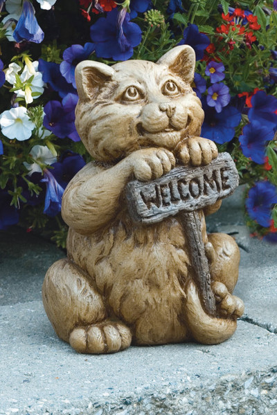 Whimsical cement kitten statue statement when welcoming Figurine